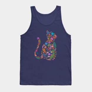 Fancy And Fine Flowered Cat Garden Design Tank Top